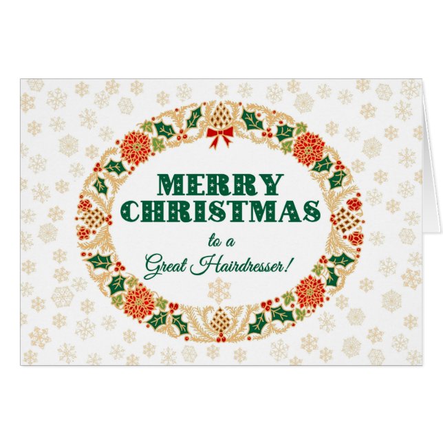 Navidades Holly Wreath por el peluquero Snowflakes (Anverso (Horizontal))