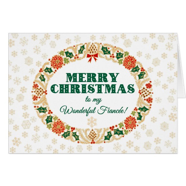 Navidades Holly Wreath, por los cinco copos de nie (Anverso (Horizontal))