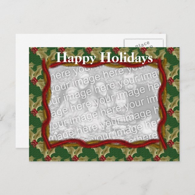 Navidades Holly y Garland - Postales de fotografía (Anverso / Reverso)