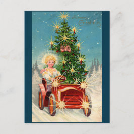 Navidades Hombre árbol de tarjetas en el auto