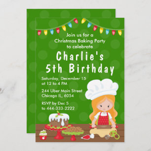 Navidades horneando invitación a Chica de pelo roj