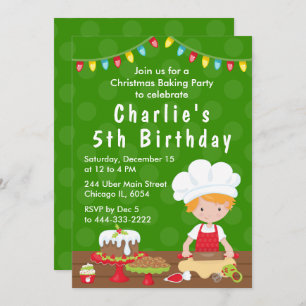 Navidades horneando invitación a un niño con pelo