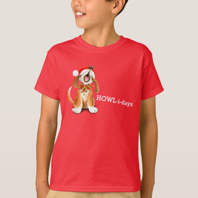 Navidades Howl-i-days perro cantando camiseta (Anverso)