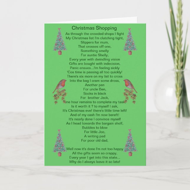 navidades humorísticos poema robin y tarjeta de ár (Anverso)