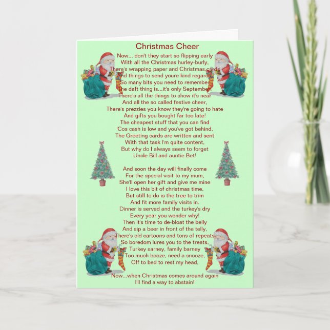 navidades humorísticos poema santa y tarjeta de ár (Anverso)