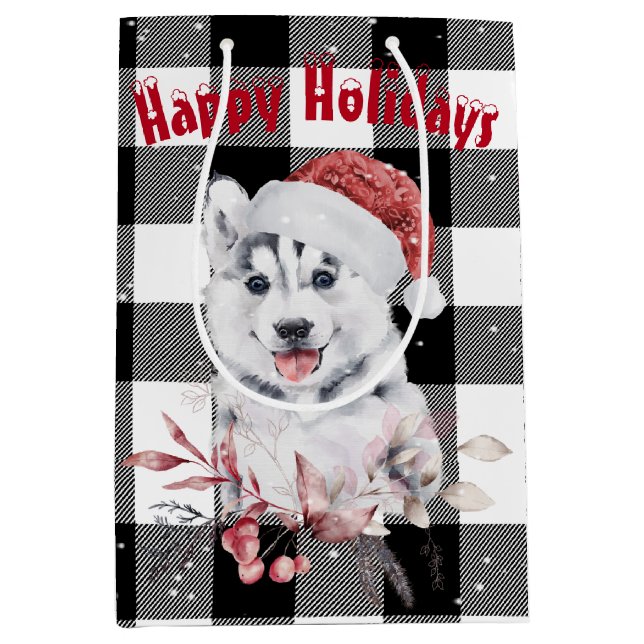 Navidades Husky En Bolsa De Regalo Media Con Búfal (Anverso)