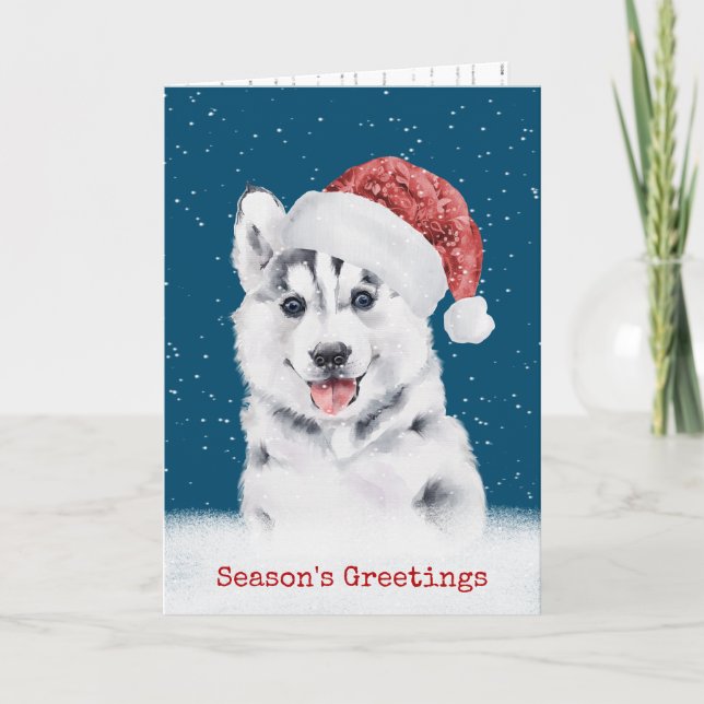 Navidades Husky En Tarjeta De Snowflakes (Anverso)
