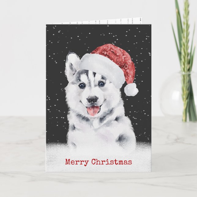 Navidades Husky En Tarjeta De Snowflakes (Anverso)