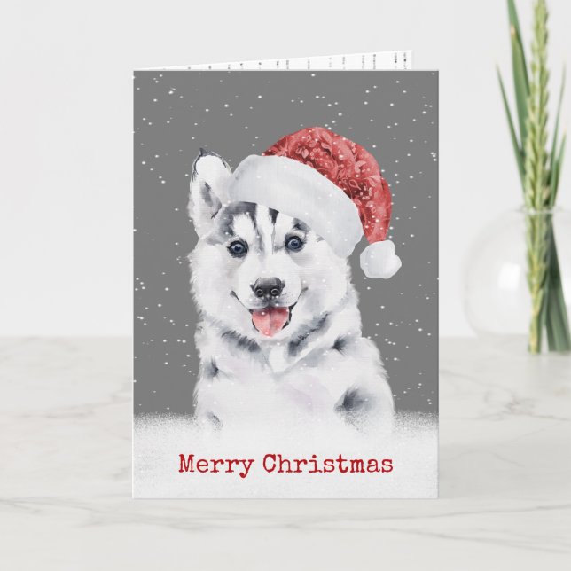 Navidades Husky En Tarjeta De Snowflakes (Anverso)
