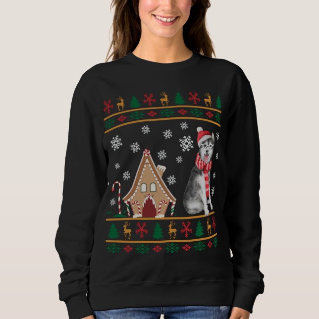 Navidades Husky Siberiano Suéter Santa Hat Re (Anverso)