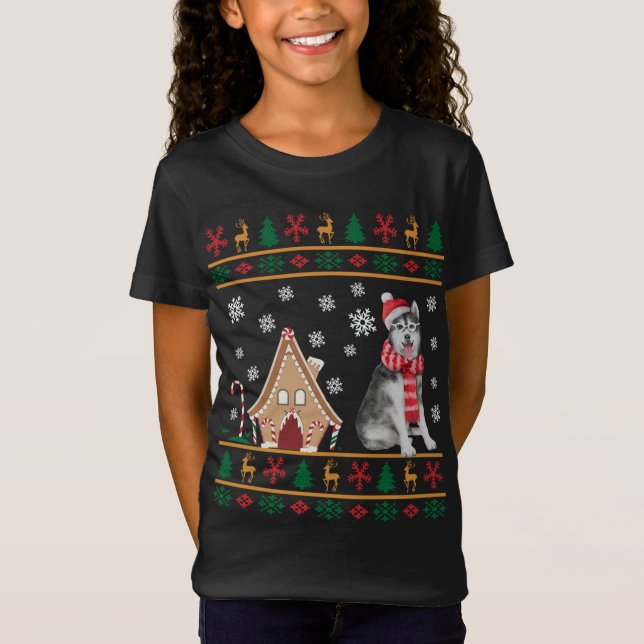 Navidades Husky Siberiano Suéter Santa Hat Re (Anverso)