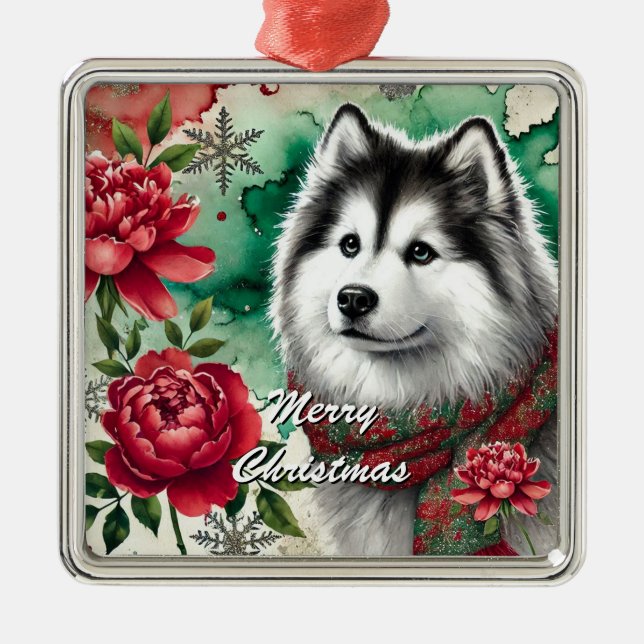 Navidades Husky Soñan con el Ornamento de Navidad (Frente)