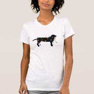 Navidades iluminan camiseta de perro recuperadora 