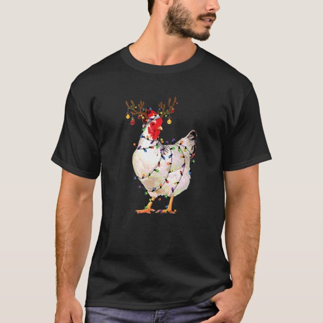 Navidades iluminan camiseta de pollo Santa Funny N (Anverso)