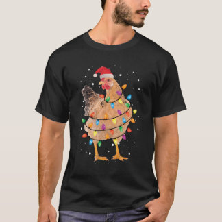 Navidades iluminan camiseta de pollo Santa Funny N