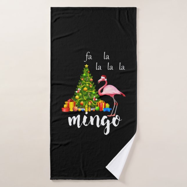Navidades Impresión rosa Flamingo Santa Hat (Toalla de baño)
