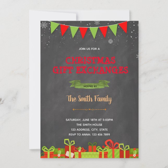 Navidades intercambios de regalos Invitación (Anverso)