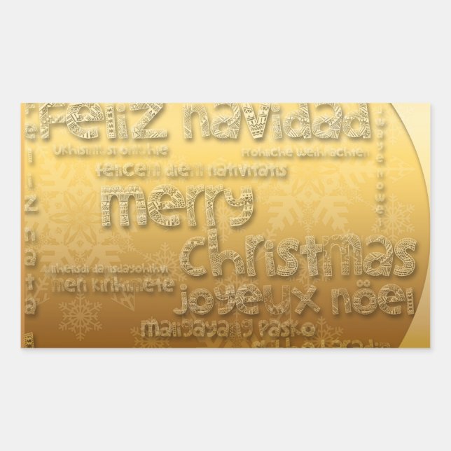 Navidades internacionales de oro Pegatina rectangu (Anverso)