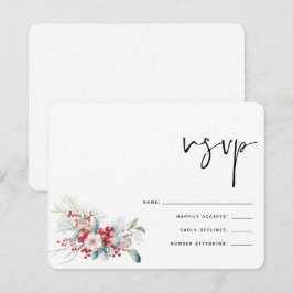 Navidades Invierno Poinsettia Berries Boda RSVP