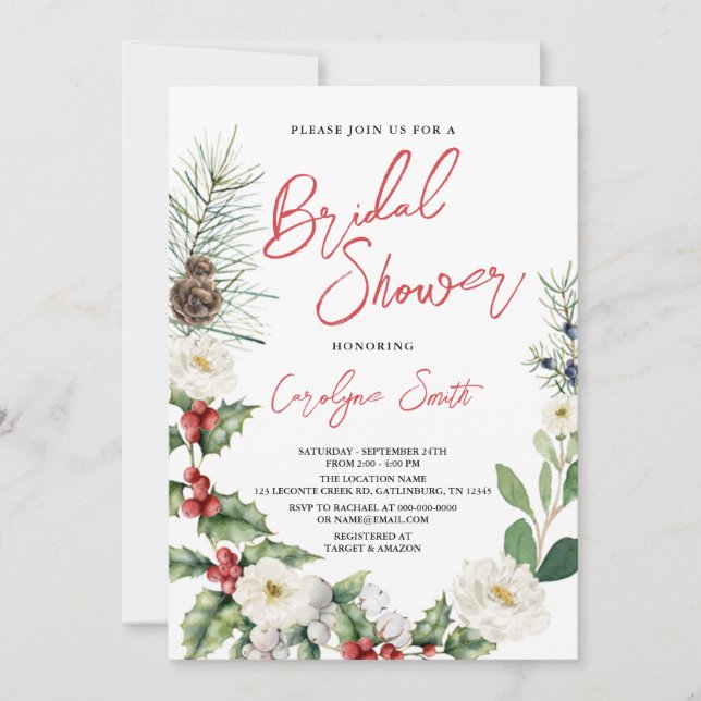 Navidades, Invitación a la ducha de novia en invie (Anverso)