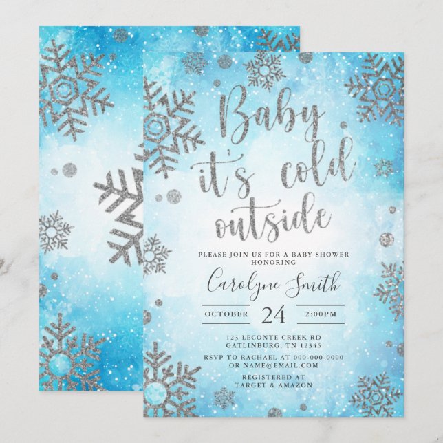 Navidades Invitación a la ducha para bebés (Anverso / Reverso)