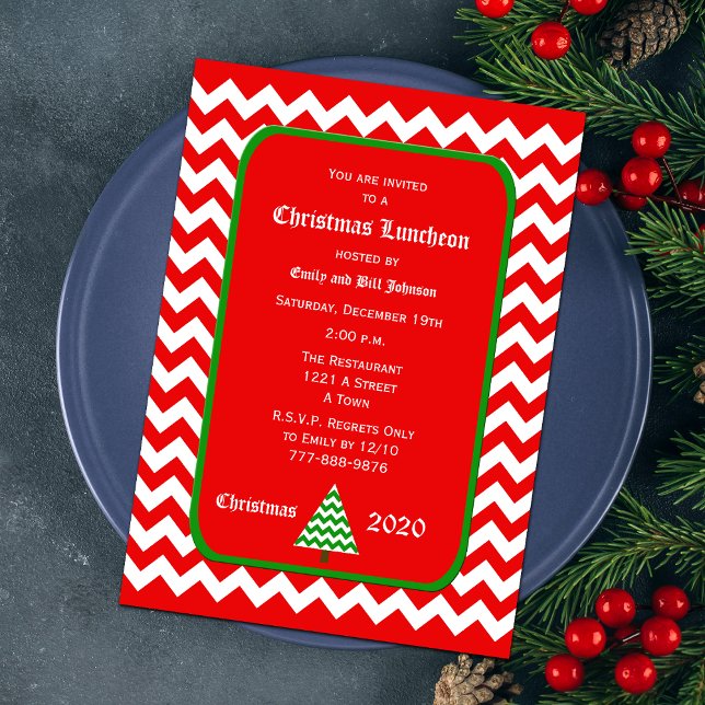 Navidades Invitación al almuerzo Chevron Rojo (Subido por el creador)