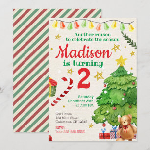 Navidades Invitación al cumpleaños color de agua v