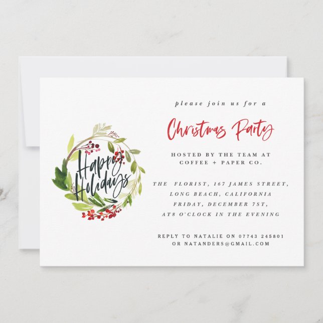Navidades invitaciones a fiestas corporativas hoja (Anverso)