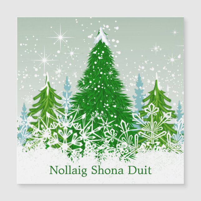 Navidades irlandeses, abetos verdes de nieve (Anverso)