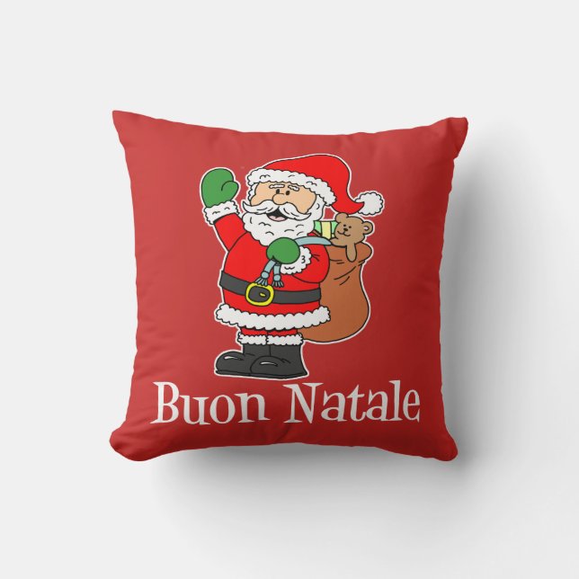 Navidades italianos de Buon Natale Santa Cojín dec (Anverso)