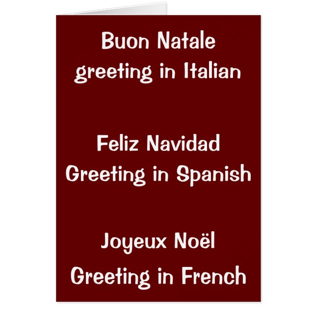 NAVIDADES ITALIANOS, ESPAÑOLES Y FRANCESES TE DESE (Frente)