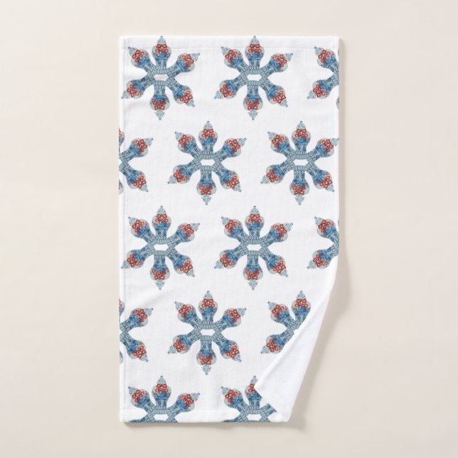 Navidades Jar Snowflake con jengibre blanco y azul (Toalla de mano)
