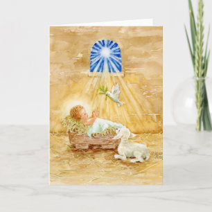 Navidades Jesús en la tarjeta blanca para educar a