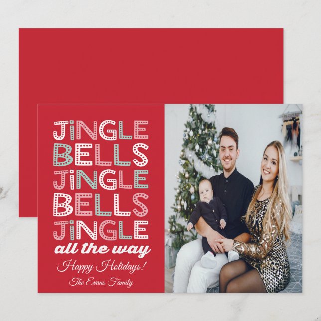 Navidades Jingle Bells con tarjeta de saludo fotog (Anverso / Reverso)