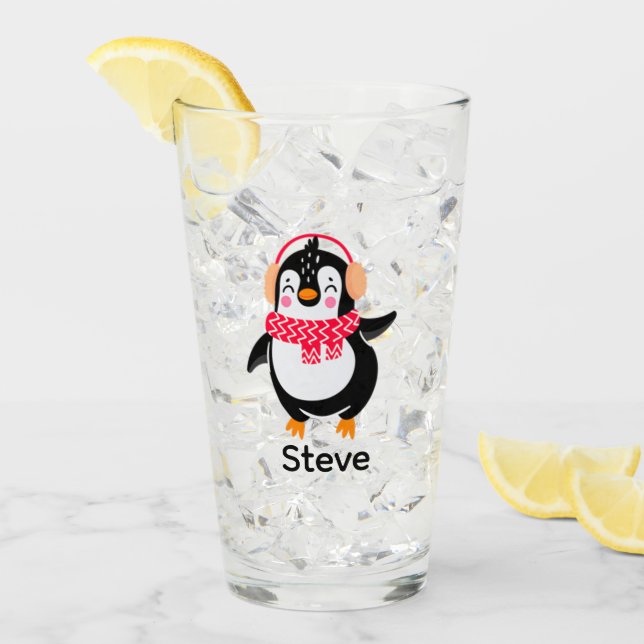 Navidades Jolly Penguin en una bufanda con bocanad (Anverso (hielo))