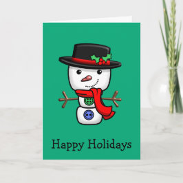 Navidades Jolly Snowman doblan tarjeta de vacacion