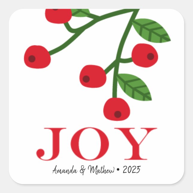 Navidades Joy Holly Berry Holiday Sello para sobre (Anverso)