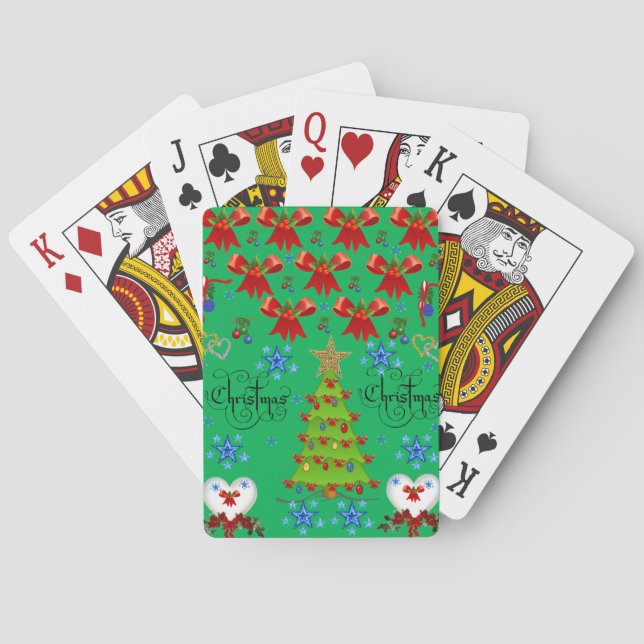 Navidades jugando a la baraja de cartas verde oscu (Reverso)