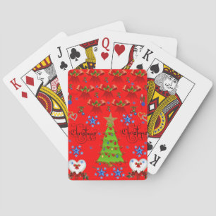 Navidades jugando a la cubierta de cartas rojo