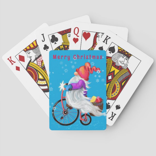 Navidades jugando cartas con bicicletas y regalos (Reverso)