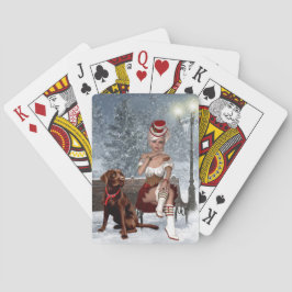 Navidades jugando cartas con mujeres sexys