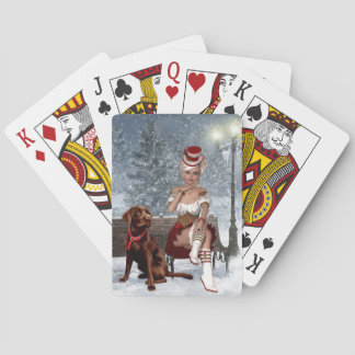 Navidades jugando cartas con mujeres sexys