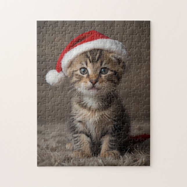 Navidades Kitten Puzzle Cute Funny Holiday Jigsaw (Vertical)
