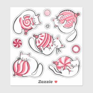 Navidades Kittens Peppermint Candy Pegatina Sheet