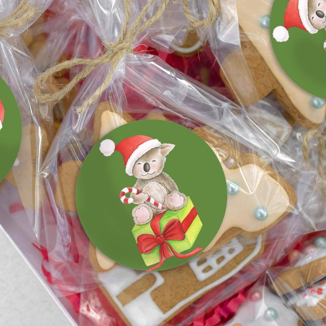 Navidades Koala pegatina redondo (Subido por el creador)