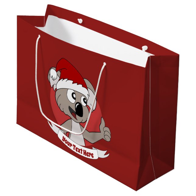Navidades koala personalizado gran bolsa de regalo (Angulo Anverso)
