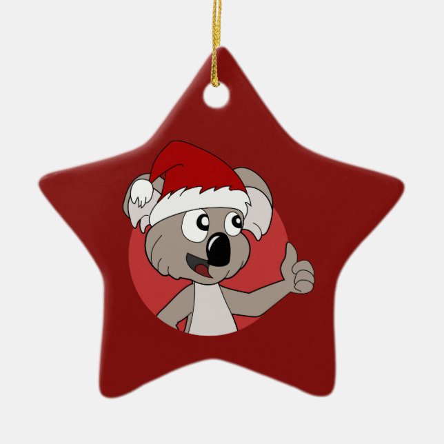 Navidades koala personalizado ornamento cerámico (Frente)