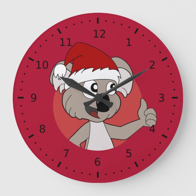 Navidades koala personalizado reloj de pared (Anverso)