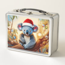 Navidades Koala santa hat en un árbol de goma