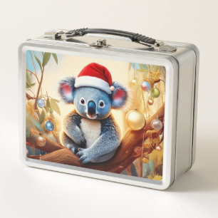 Navidades Koala santa hat en un árbol de goma